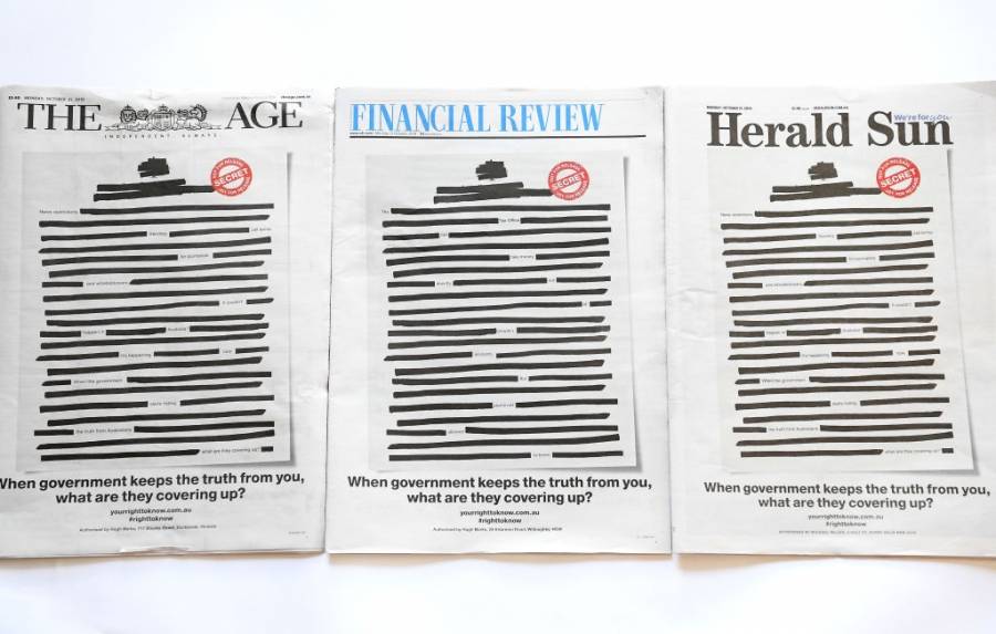 Вестници в Австралия излязоха без първи страници