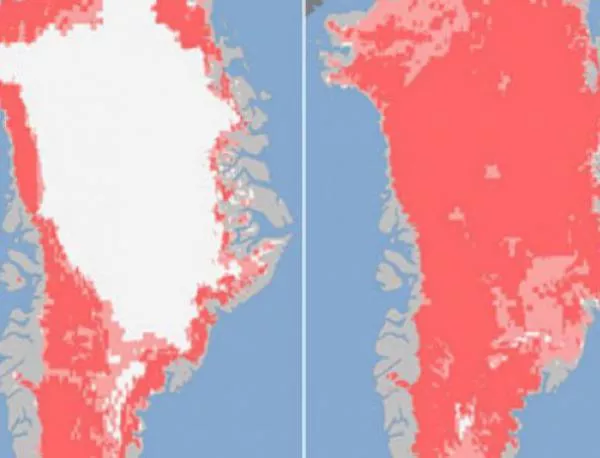 Шокиращи кадри от бързото топене на ледовете в Гренландия