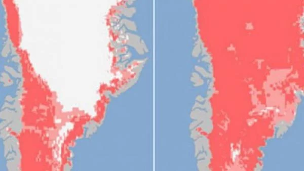Шокиращи кадри от бързото топене на ледовете в Гренландия