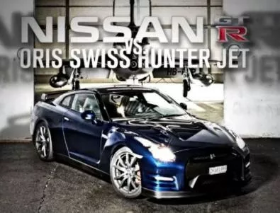 Nissan GT-R се изправи срещу изтребител (Видео)