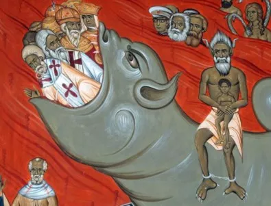 Черногорски църковен стенопис изобразява Тито, Маркс и Енгелс в ада