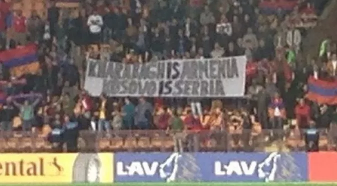 Нова провокация на стадиона: "Карабах е Армения, Косово е Сърбия!"