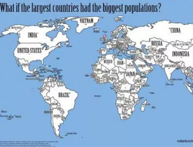Как би изглеждала картата на света, ако населението на всяка държава отговаряше на нейните размери