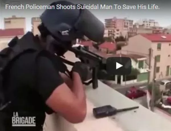 ВИДЕО: Френската полиция застрелва мъж в крака, за да го предпази от самоубийство 