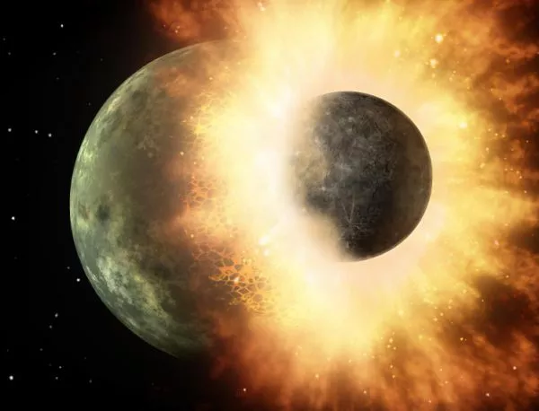 Луната се е образувала при челен сблъсък между Земята и Тея