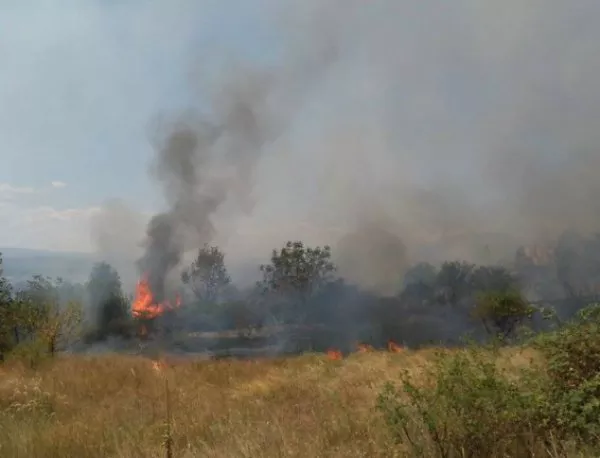 Пожар гори във вилната зона на Казанлък, мъж изчезна сред пламъците