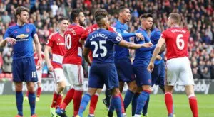 Боят между играчи на Мидълзбро и Манчестър Юнайтед продължи и в тунела (ВИДЕО)