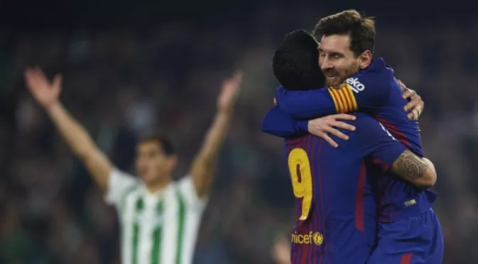 Превъзходството на Барселона в Примера се дължи на головете на Меси и Суарес