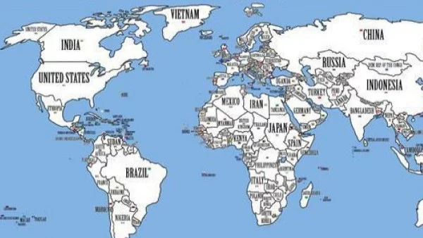 Как би изглеждала картата на света, ако населението на всяка държава отговаряше на нейните размери