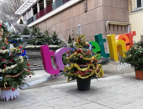 Пловдивчани украсяват истински коледни дръвчета в центъра на града