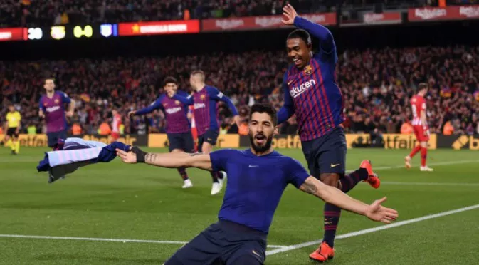 Суарес и Меси носят трудна победа за Барселона в дербито с Атлетико Мадрид (ВИДЕО)