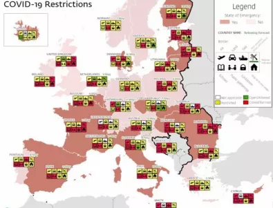 Нова карта показва къде в Европа можеш да пътуваш и при какви условия