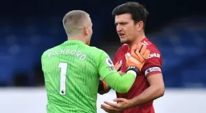 Джордан Пикфорд изрита неприятно Хари Магуайър по време на мача между Евертън и Юнайтед (ВИДЕО)