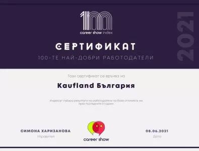 Kaufland е най-добрият работодател в сектора за модерна търговия  в България