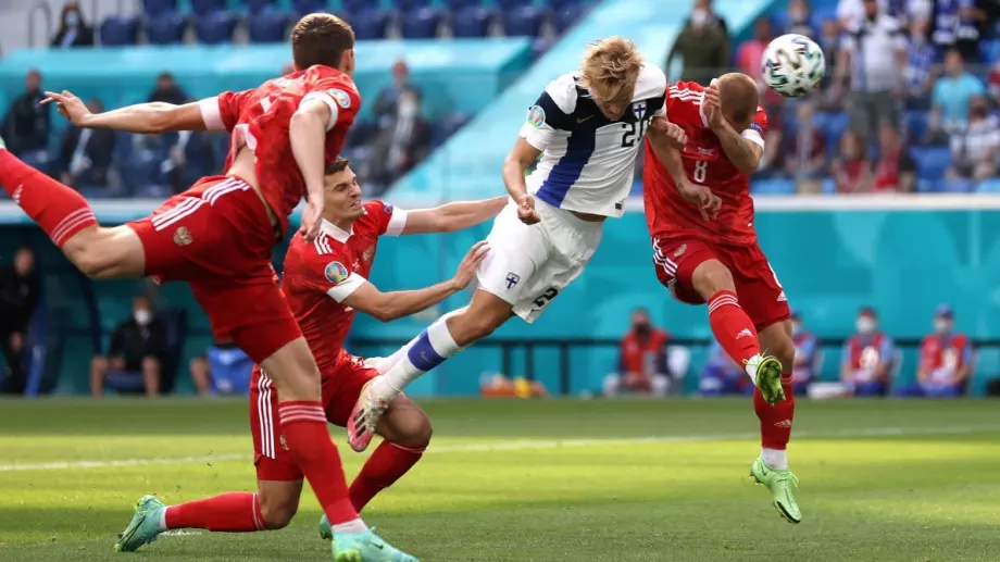 Русия измъкна трудна победа срещу Финландия и завърза група В на Евро 2020