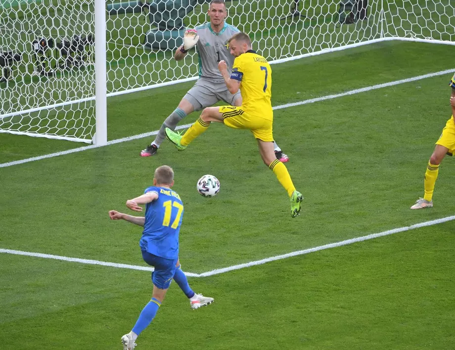С гол в края на продълженията Украйна отстрани Швеция и е на четвъртфинал