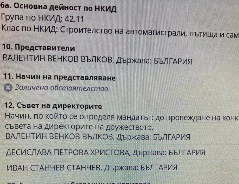 Търговският регистър вписа новото временно ръководство на „Автомагистрали“ ЕАД