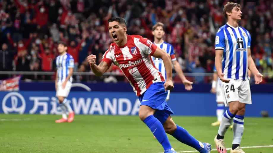 Два гола на Суарес спасиха Атлетико Мадрид срещу лидера в Ла Лига