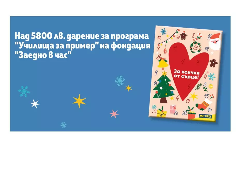 МЕТРО България подпомогна програма “Училища за пример” на фондация “Заедно в час”