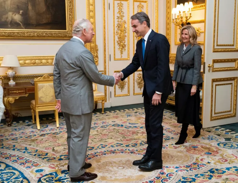 Крал Чарлз III прие гръцкия премиер Мицотакис в Уиндзор (СНИМКИ)