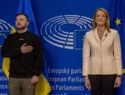 Сирени за тревога в Киев, докато председателят на ЕП даваше пресконференция със Зеленски (ВИДЕО)