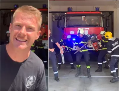 Пожарникари от Казанлък с луди танци в чест на малко дете (ВИДЕО)