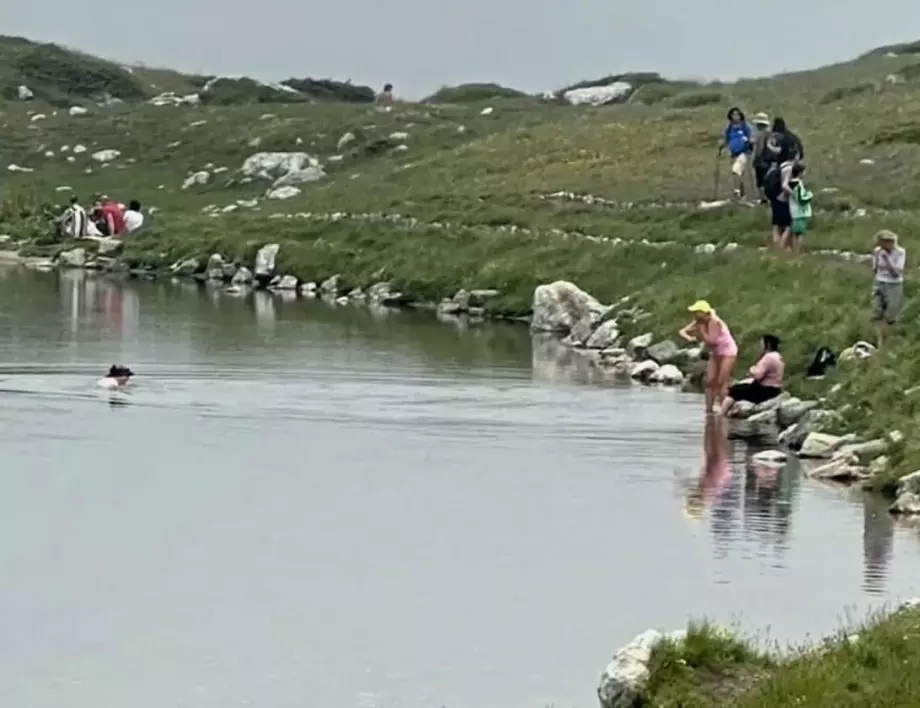 "Беше й горещо": Жена нагази и плува в защитеното езеро Бъбрека