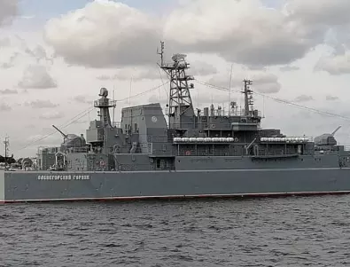 Съсипаният от украинците руски десантен кораб 