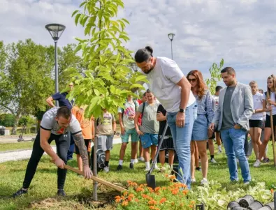 Спортни шампиони и ученици създават младежко пространство в „Градината на света” в Пазарджик (СНИМКИ)