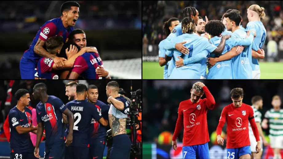 8 мача - 28 гола в Шампионска лига: Барселона, Манчестър Сити, ПСЖ и Борусия Дортмунд биха, Атлетико Мадрид се издъни (ВИДЕО)