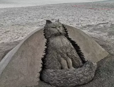 Пухкав котарак от пясък се появи на бургаския плаж (СНИМКИ)