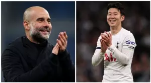 Пеп Гуардиола и Хюн Мин Сон в щастлив разговор, след като откраднаха титлата от Арсенал (ВИДЕО)