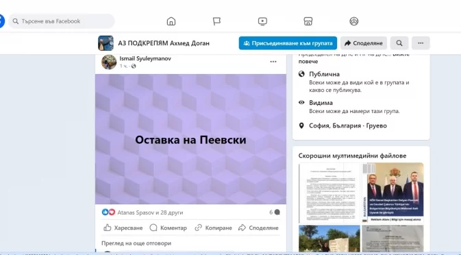 Оставка на Пеевски искат във фейсбук групата "Аз подкрепям Ахмед Доган"