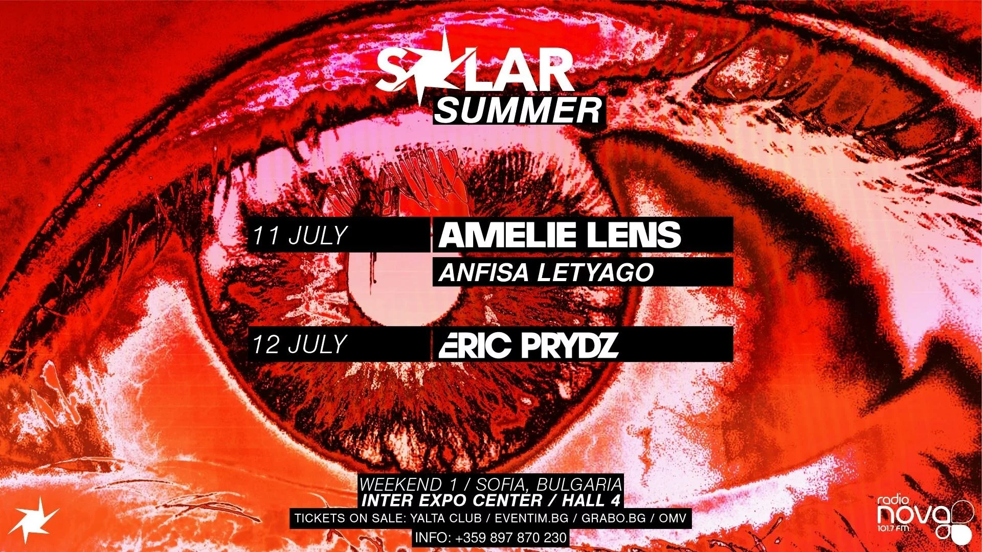 SOLAR SUMMER 2025 идва с Eric Prydz, Amelie Lens и Anfisa Letyago на 11 и 12 юли