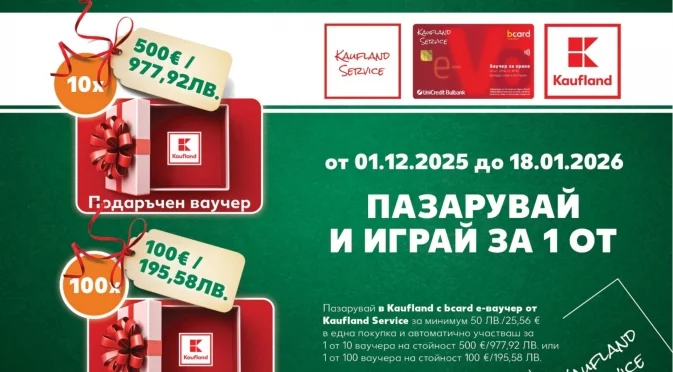 Пазаруването с електронен ваучер в Kaufland носи шанс за награди до 500 евро