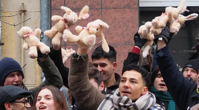 Плюшени зайчета и СарафOFF - протест пред ВСС (СНИМКИ)
