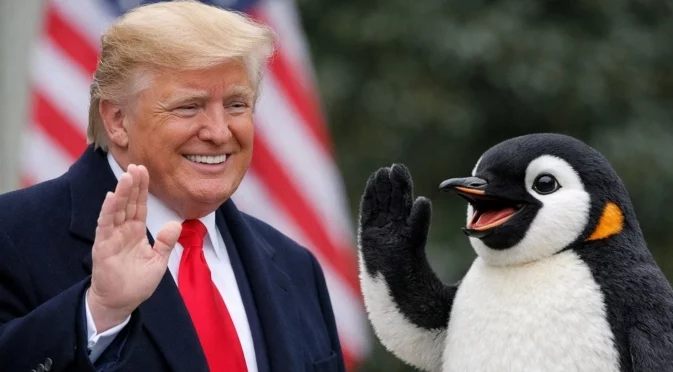 Белият дом показа Тръмп с пингвин в Гренландия. Канада: Пингвините не са там, невежи!
