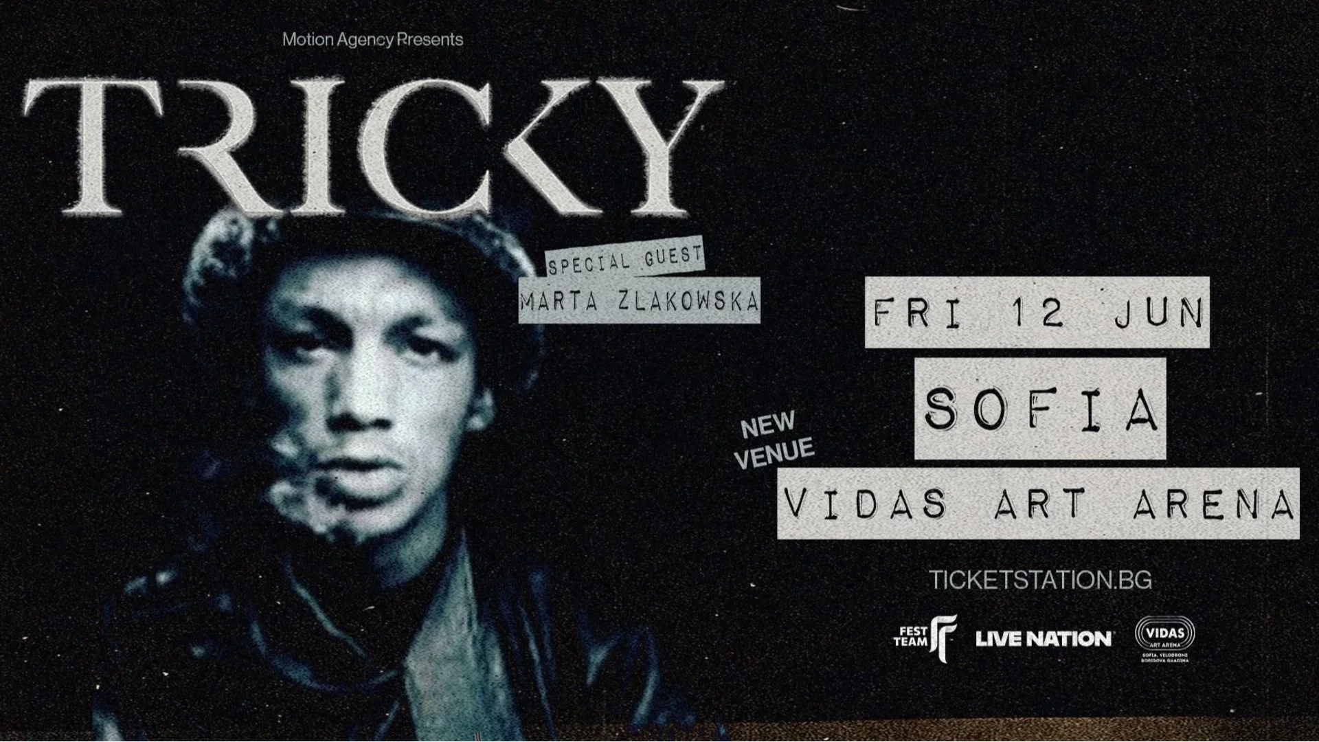 Концертът на Tricky в София се мести на по-голяма сцена