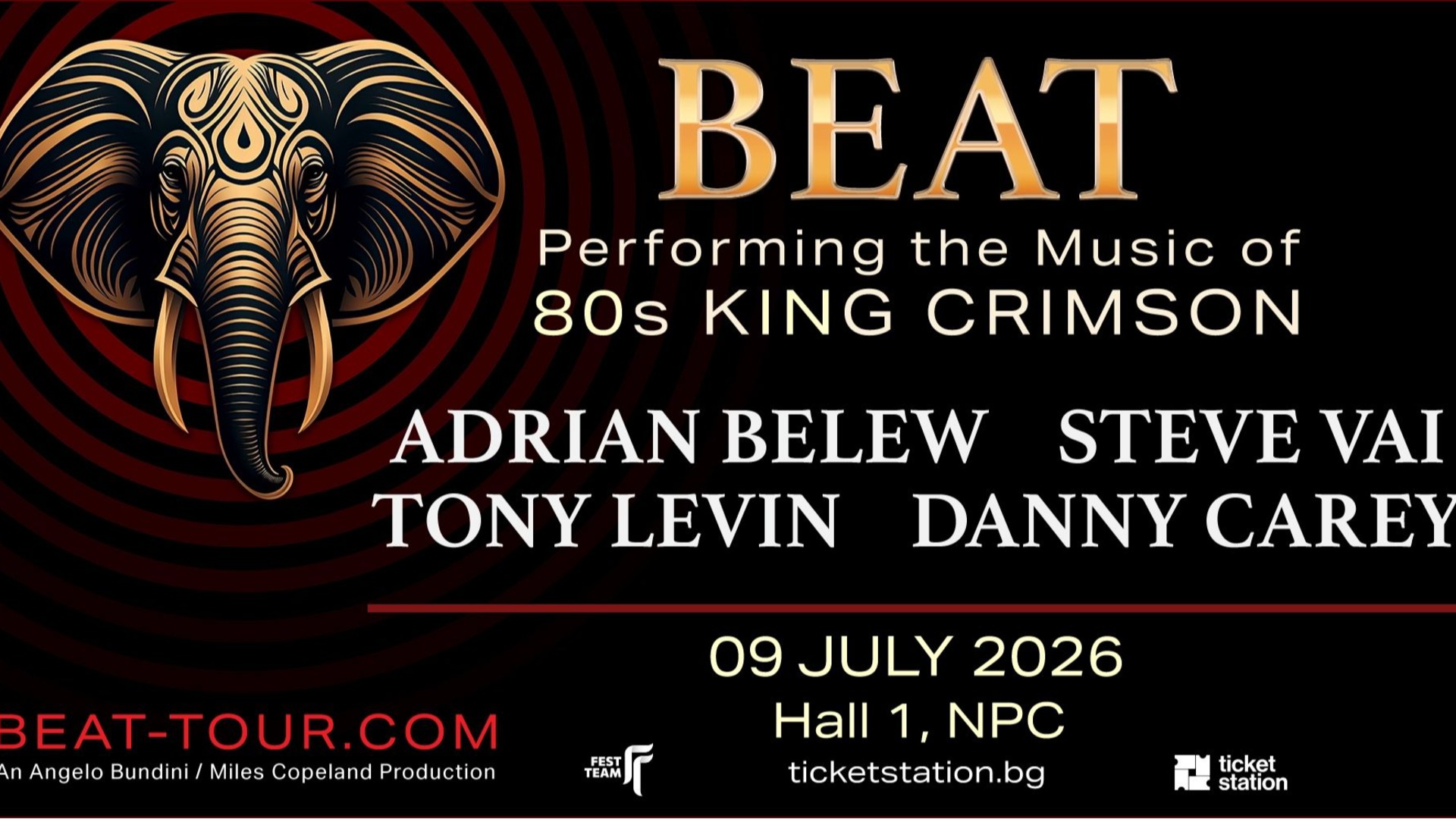 Два дни до BEAT: Adrian Belew, Tony Levin, Steve Vai и Danny Carey излизат на сцената на Зала 1 на НДК този четвъртък